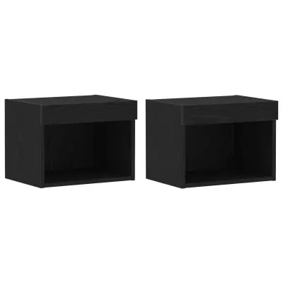 vidaXL Wall Cabinets with LED Lights 2 kosi Črni Oreh 40x30x30 cm