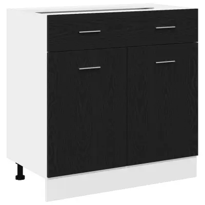 vidaXL Omara s predalom v črnem hrastu, 80x46x81.5 cm, iz inženirskega lesa