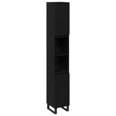 vidaXL Kopalniški kabinet Črna hrast 30x30x190 cm Inženirski les