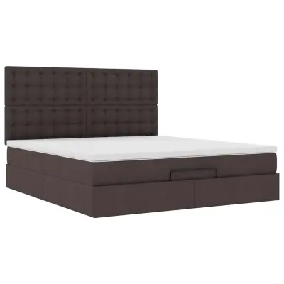 vidaXL Otomanski posteljni okvir z vzmetnico temno rjava 180x200 cm
