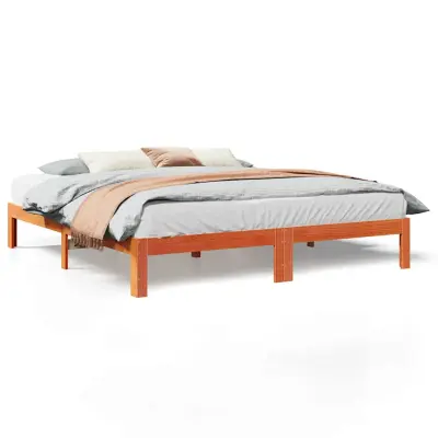 vidaXL Posteljni okvir brez vzmetnice voščeno rjav 160x200 cm borovina