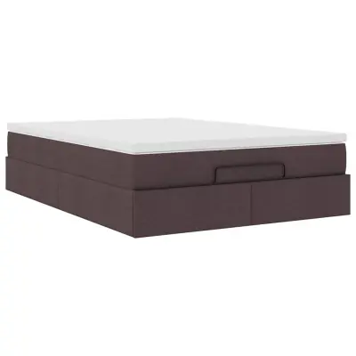 vidaXL Otomanski posteljni okvir z vzmetnico rjav 140x200 cm blago