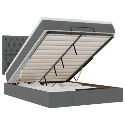 vidaXL Otomanska postelja z vzmetnico siv 140x190 cm blago