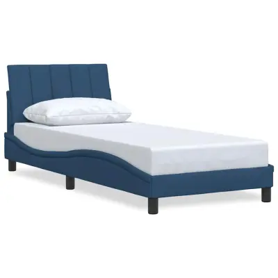 vidaXL posteljni okvir brez vzmetnice Modra 80x200 cm Tkanina