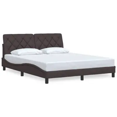 vidaXL Posteljni okvir brez vzmetnice temno rjav 160x200 cm blago