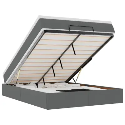 vidaXL Otomanska postelja z vzmetnico siv 140x190 cm blago