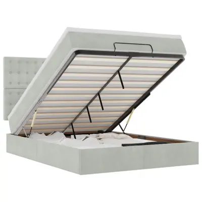 vidaXL Otomanski posteljni okvir z vzmetnicami siv 140x190cm žamet