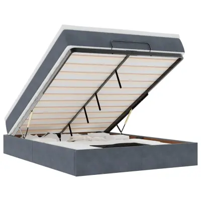 vidaXL Otomanski posteljni okvir z vzmetnico siv 140x190 cm žamet