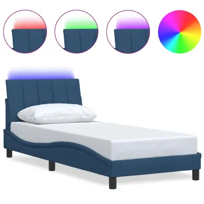 vidaXL posteljni okvir brez vzmetnice Modra 80x200cm Tkanina