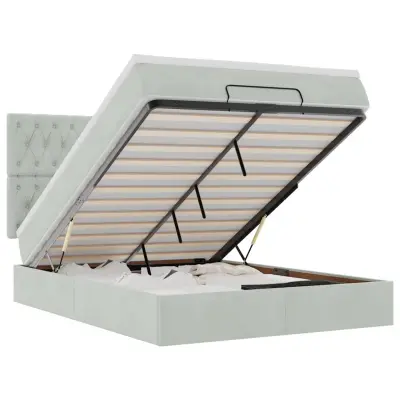 vidaXL Otomanski posteljni okvir z vzmetnicami siv 140x190cm žamet