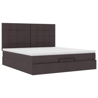 vidaXL Otomanski posteljni okvir z vzmetnico temno rjava 180x200 cm