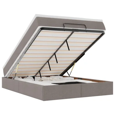 vidaXL Otomanska postelja z vzmetnico taupe 140x200 cm blago