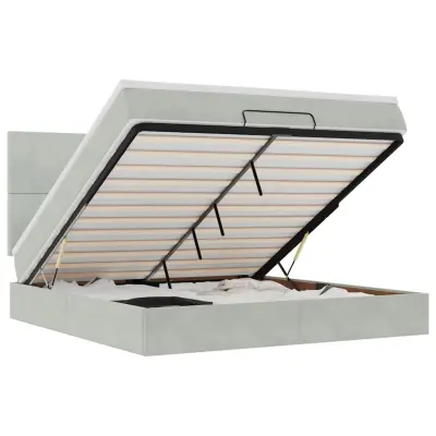 vidaXL Otomanski posteljni okvir z vzmetnicami siv 180x200cm žamet