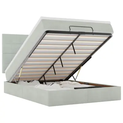 vidaXL Otomanski posteljni okvir z vzmetnicami siv 140x190cm žamet