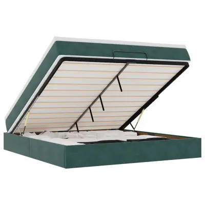 vidaXL Otomanski posteljni okvir z vzmetnico temno zelena 180x200cm