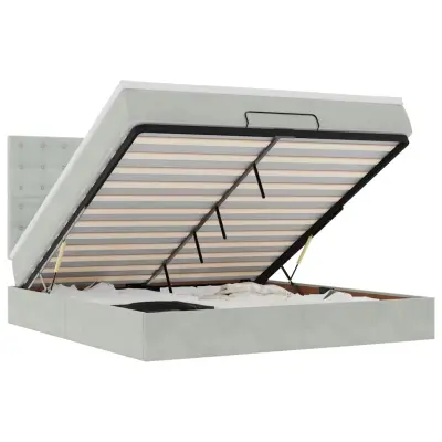 vidaXL Otomanski posteljni okvir z vzmetnicami siv 180x200cm žamet