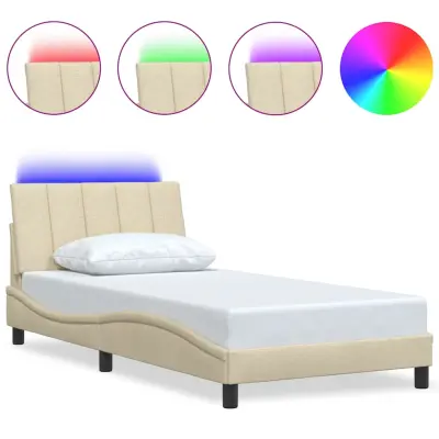 vidaXL Posteljni okvir brez vzmetnice krem 100x200 cm blago