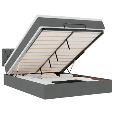 vidaXL Otomanska postelja z vzmetnico siv 140x190 cm blago