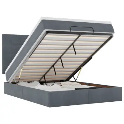 vidaXL Otomanski posteljni okvir z vzmetnicami siv 140x190cm žamet