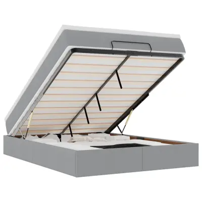 vidaXL Otomanska postelja z vzmetnico siv 140x190 cm blago