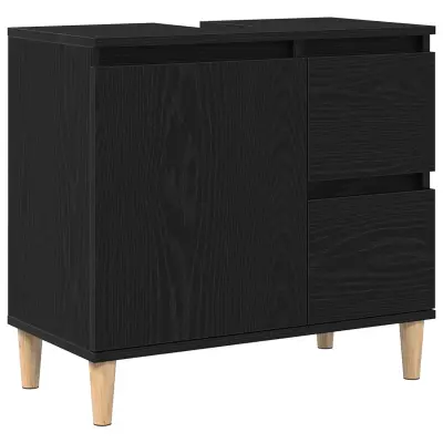vidaXL Kabinet za umivalnik Črna Oreh 65x33x60 cm Inženirski les