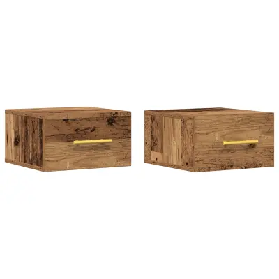vidaXL Nočne omarice 2 kosi Montirane na steno Staro les 35x35x20 cm