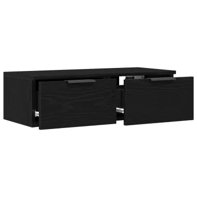vidaXL Črni hrastov stenski omarica 68x30x20 cm iz inženirskega lesa