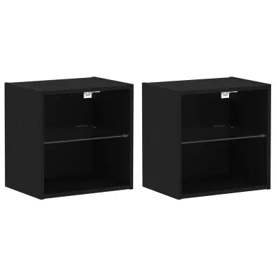 vidaXL Floating Shelf 2 kosa Črni hrast 40x28,5x40 cm inženirski les