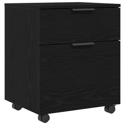 vidaXL Mobilni predalnik s kolesi Črno hrastov 45x38x54 cm