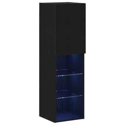 vidaXL LED TV kabinet 2 kosa Črna hrast 30,5x30x102 cm Inženirski les