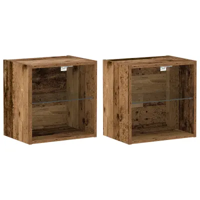 vidaXL Lebdeča polica 2 kosa Stari les 40x28,5x40 cm Inženirski les