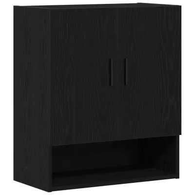vidaXL Stenski Omara Črna Hrast 60x31x70 cm Inženirski Les