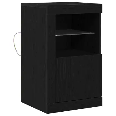 vidaXL Stranski kabinet z LED lučmi črni hrast 41x37x67 cm