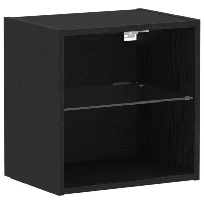 vidaXL Lebdeča polica Črn hrast 40x28,5x40 cm Inženirski les