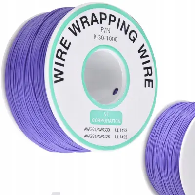 Rosfix Kynar AWG 30 Vijolični Nizkonapetostni Kabel – 0,25 mm, 200 m, PVC, 300 V, do 105°C | Medenina