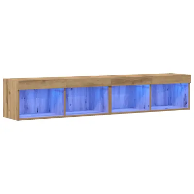 vidaXL TV omarice z LED lučmi 2 kosi Artisan hrast 80x30x30 cm