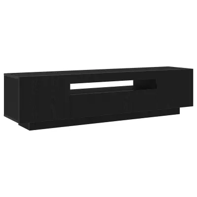 vidaXL TV omara z LED lučmi, črna oreh, 160 x 35 x 40 cm, inženirski les