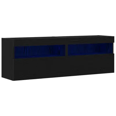 vidaXL TV omare z LED lučmi 2 kosi Črni hrast 60x30x40 cm