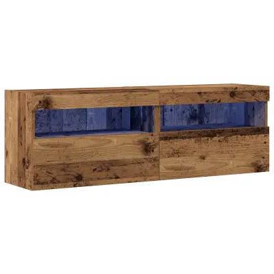 vidaXL TV omare z LED lučmi 2 kosa Staro leseno 60x30x40 cm