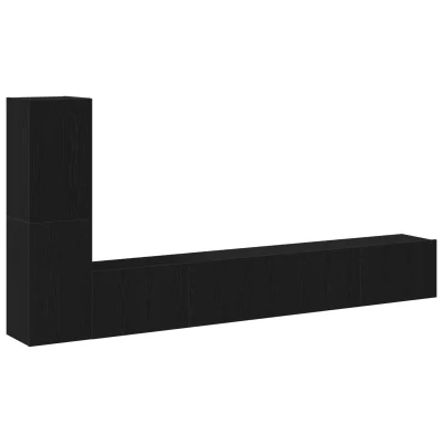 vidaXL 3-delni TV kabinet set, obešen, črna, lesni kompozit