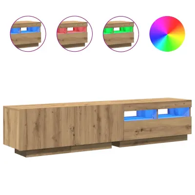 vidaXL TV omarica z LED svetili Artisan Oak 180x35x40 cm