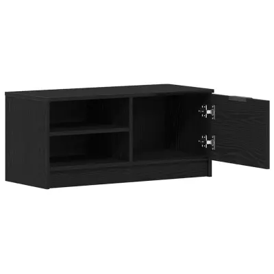 vidaXL TV omara črna hrast 80x35x36,5 cm iz kompaktnega lesa