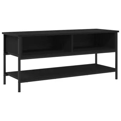 vidaXL TV omara Črna Oreh 100x35x45 cm Inženirski les in Jeklo