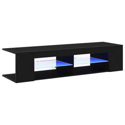 vidaXL TV omara z LED lučmi, črno hrast, 135x39x30 cm, inženirski les