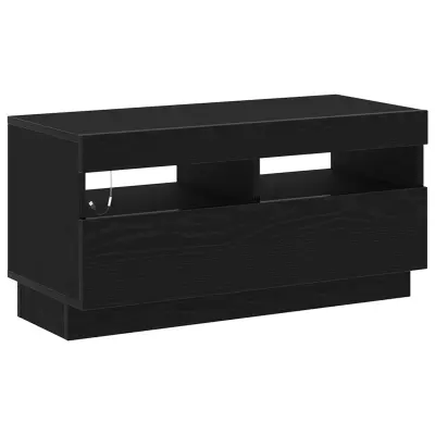 vidaXL TV omarica z LED lučmi, črni hrast, 80x35x40 cm, inženirski les