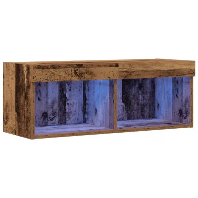 vidaXL TV omara s LED lučmi staro leseno 80x30x30 cm