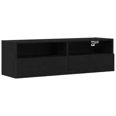 vidaXL TV Stenska omara Črna hrast 100x30x30 cm Inženirski les
