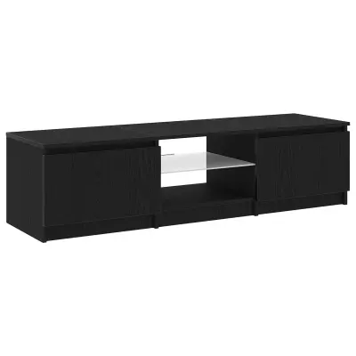 vidaXL TV omara z LED lučmi, črna oreh, 140x40x35,5 cm, inženirski les