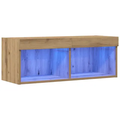 vidaXL TV omarica s LED lučmi Artisan Oak 80x30x30 cm