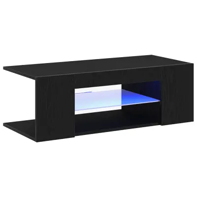 vidaXL TV omarica z LED lučmi, črna hrast, 90x39x30 cm, inženirski les